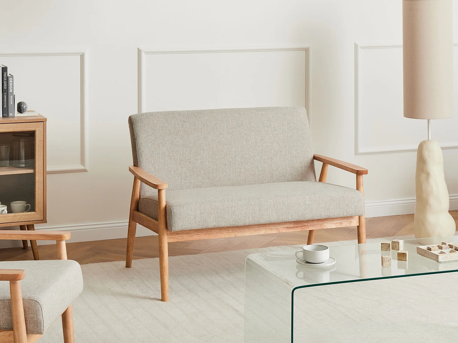 Canapé 2 places ESRUM Tissu Marron clair/gris