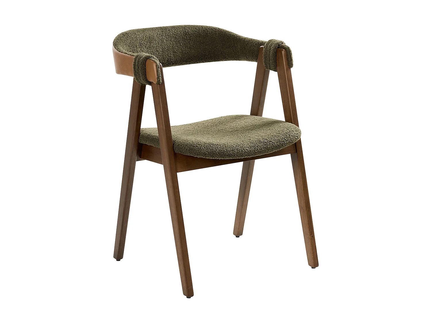 Lot de 2 chaises de salle à manger DAY Bouclé Marron foncé/vert