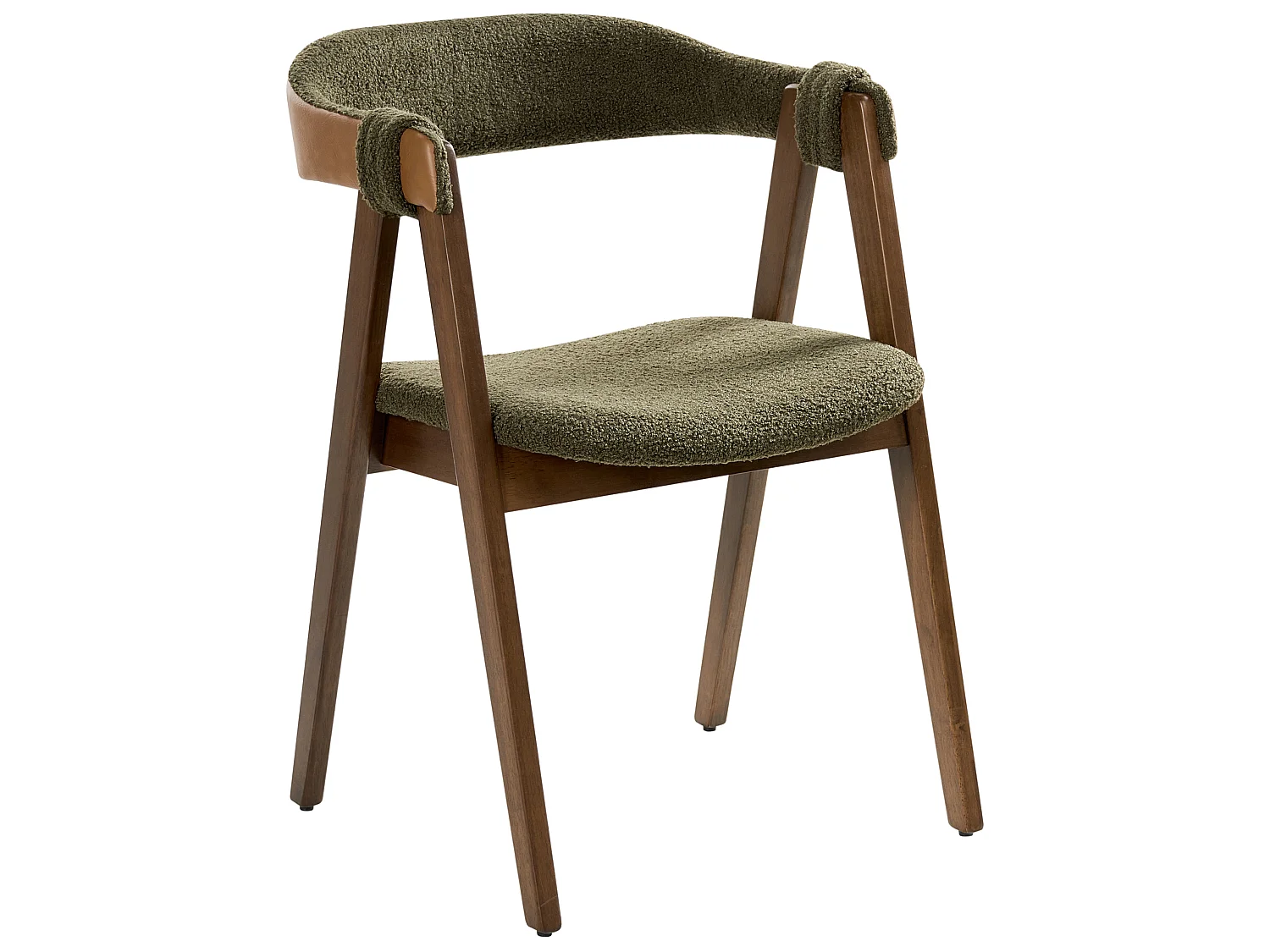 Lot de 2 chaises de salle à manger DAY Bouclé Marron foncé/vert