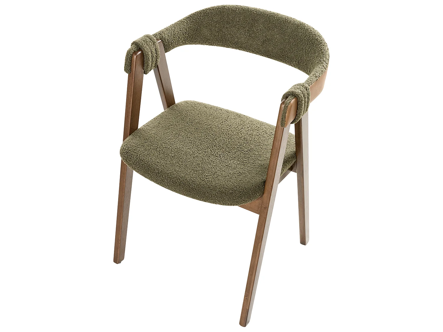 Lot de 2 chaises de salle à manger DAY Bouclé Marron foncé/vert