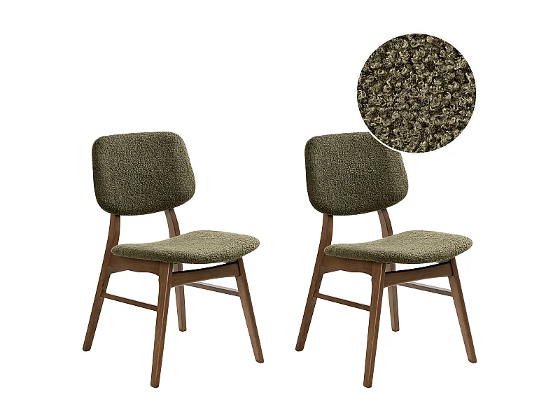 Lot de 2 chaises de salle à manger ELAINE Bois Marron foncé/vert