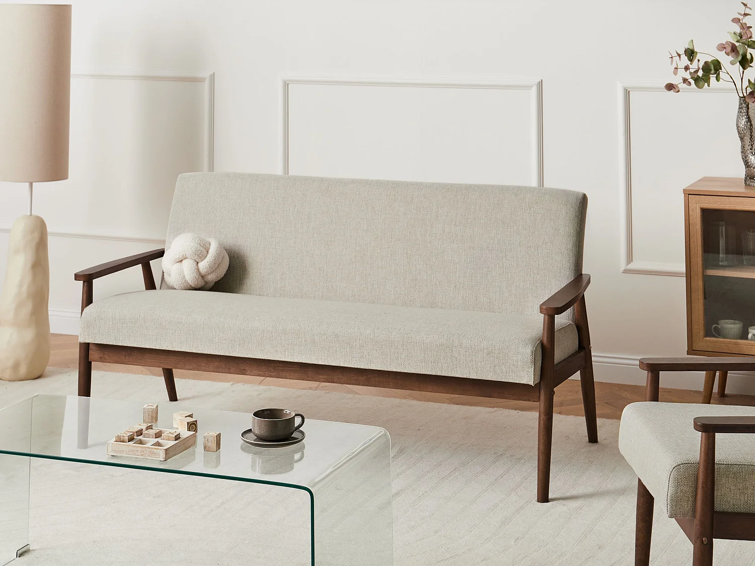 Canapé 3 places ESRUM Tissu Marron foncé/gris