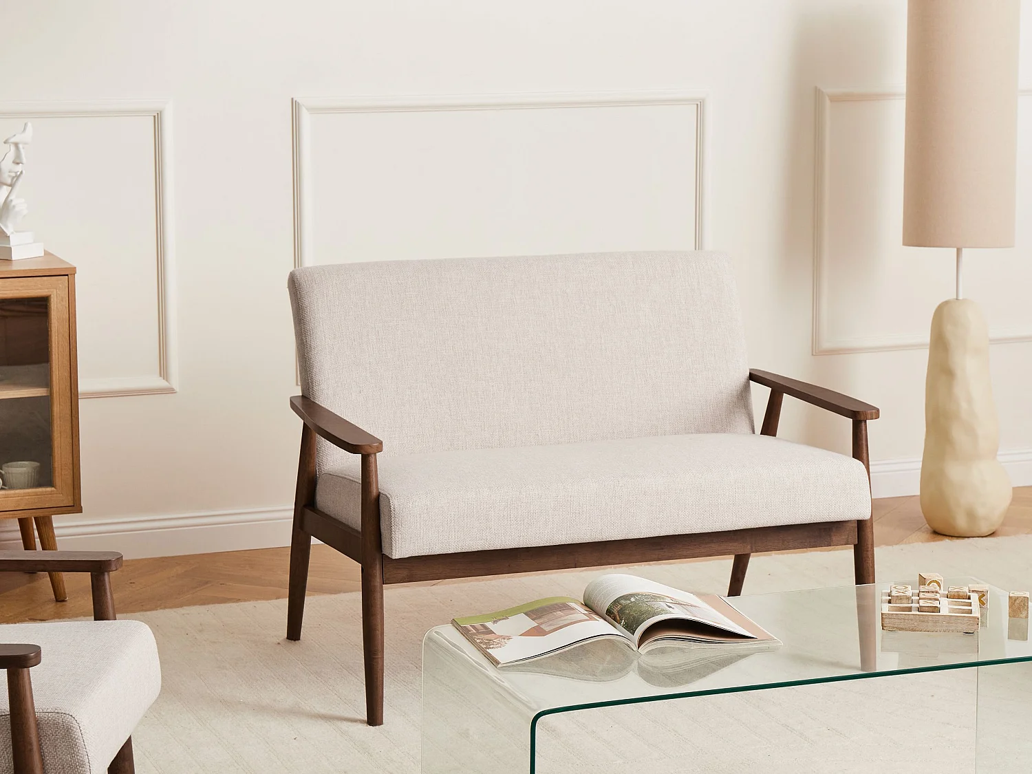 Canapé 2 places ESRUM Tissu Marron foncé/beige