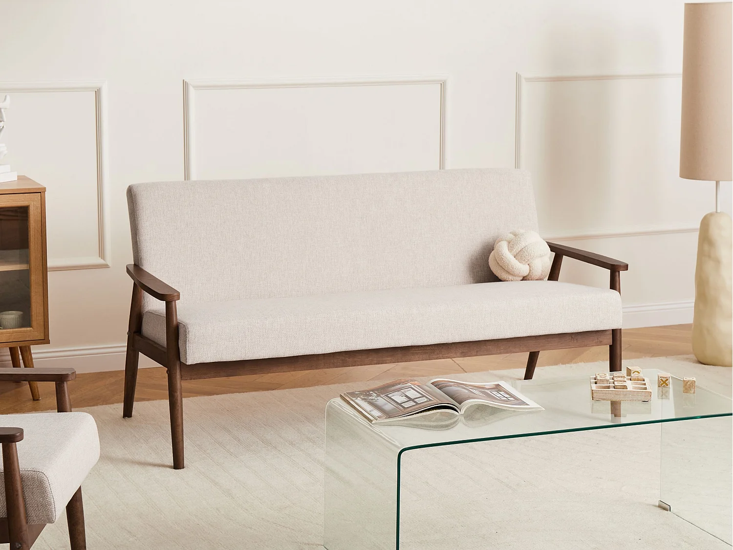 Canapé 3 places ESRUM Tissu Marron foncé/beige