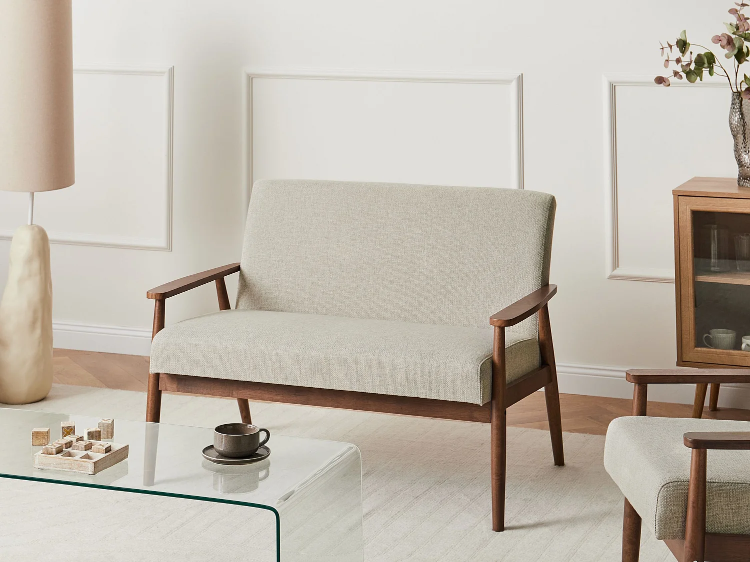 Canapé 2 places ESRUM Tissu Marron foncé/gris