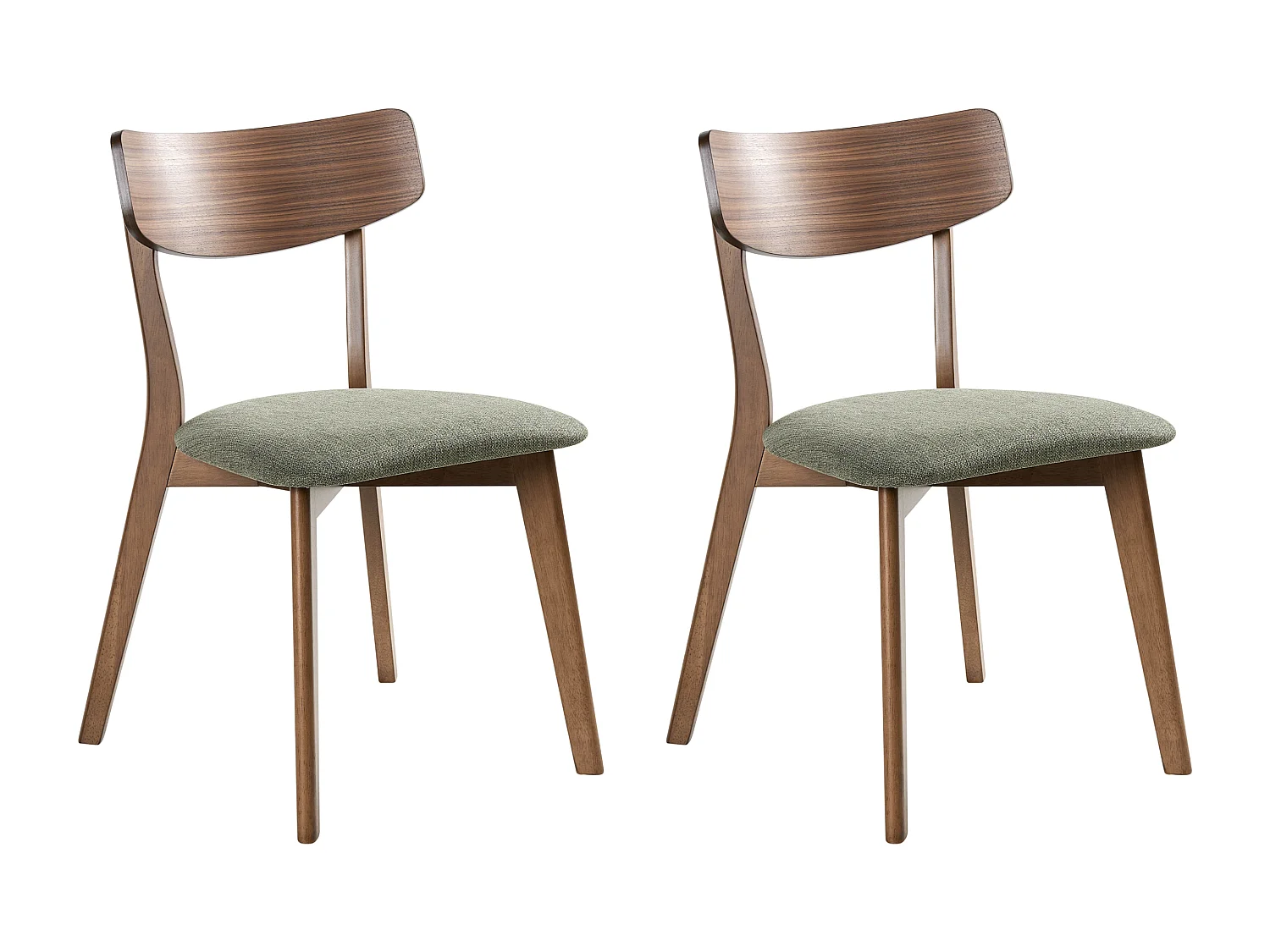 Lot de 2 chaises de salle à manger HOPE Bois Marron foncé/vert