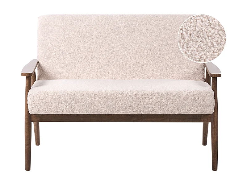 Canapé 2 places ESRUM Bouclé Marron foncé/beige