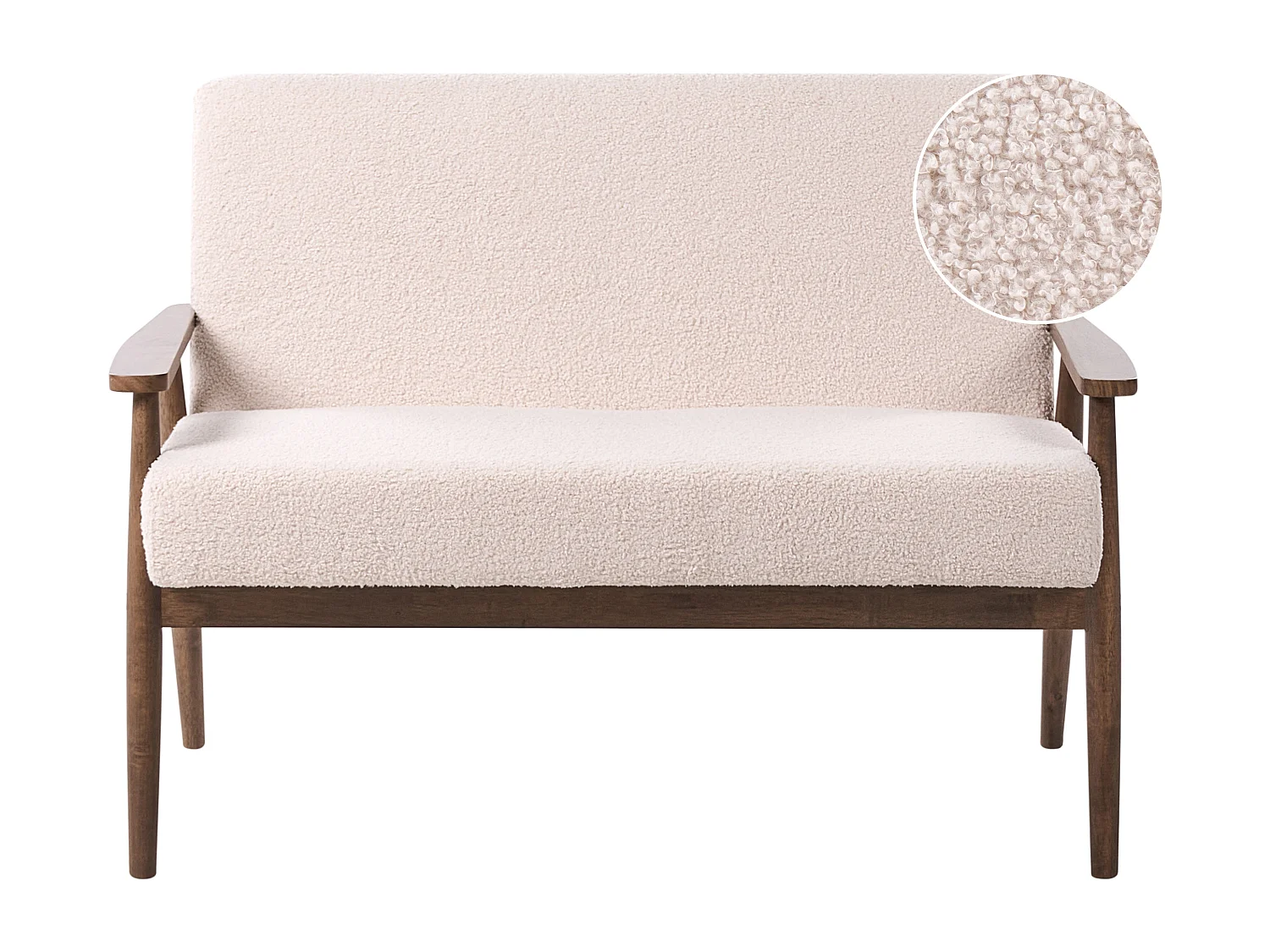 Canapé 2 places ESRUM Bouclé Marron foncé/beige