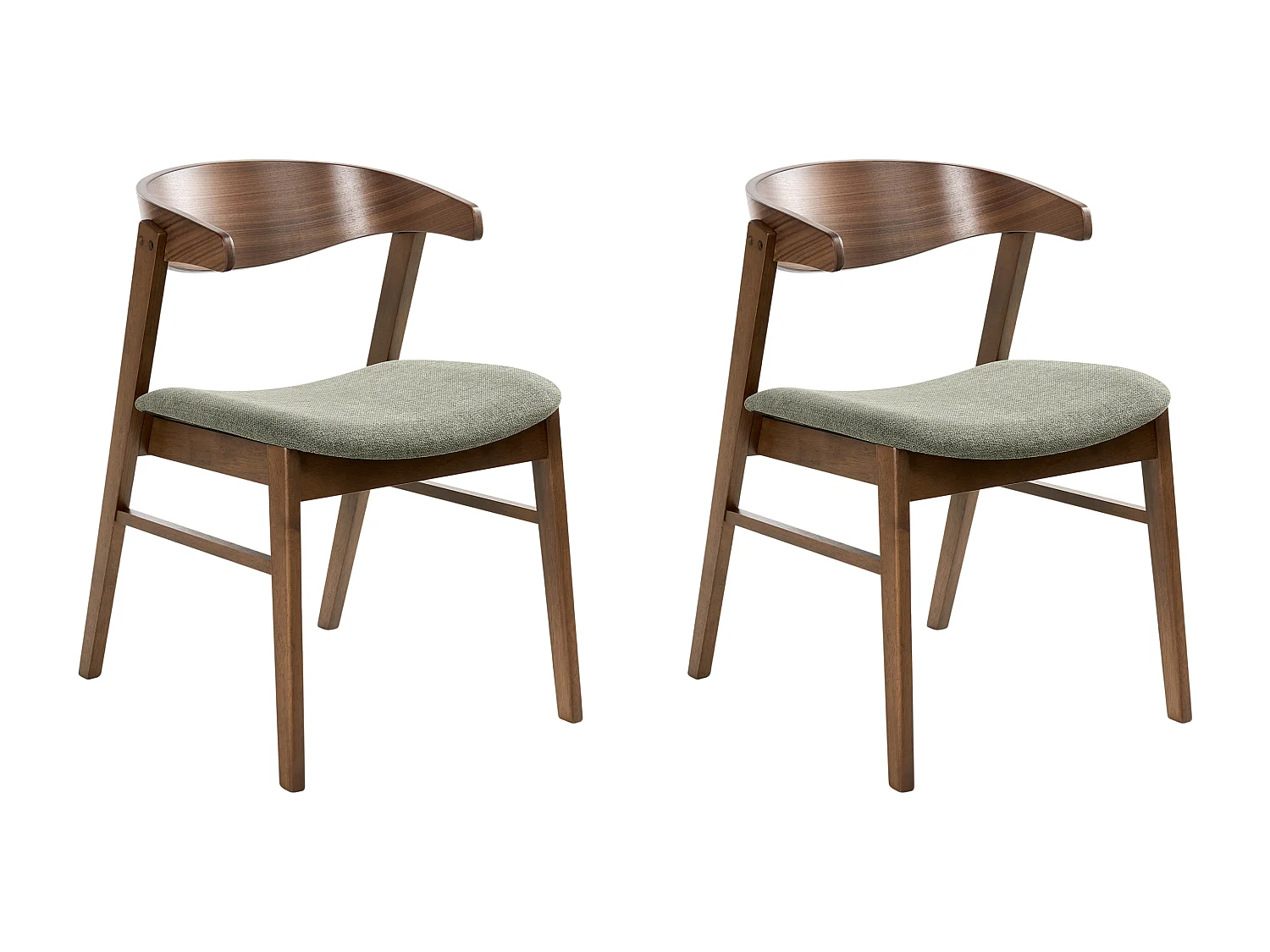 Lot de 2 chaises de salle à manger LILLY Marron foncé/vert