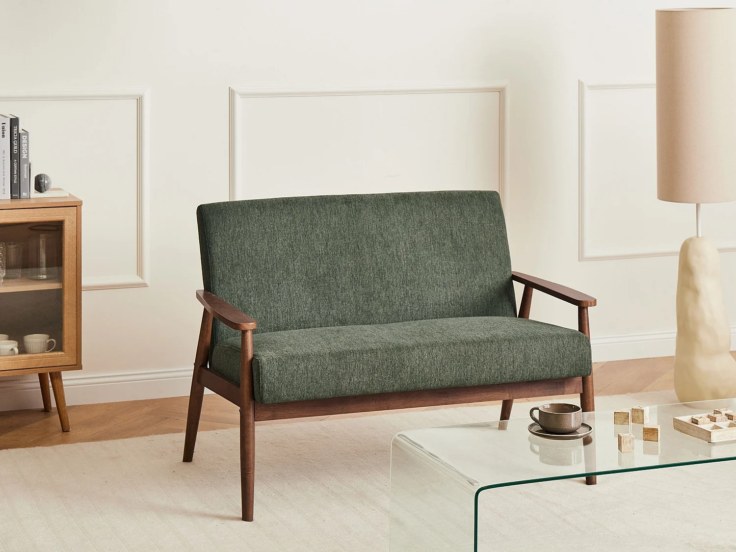 Canapé 2 places ESRUM Tissu Marron foncé/vert