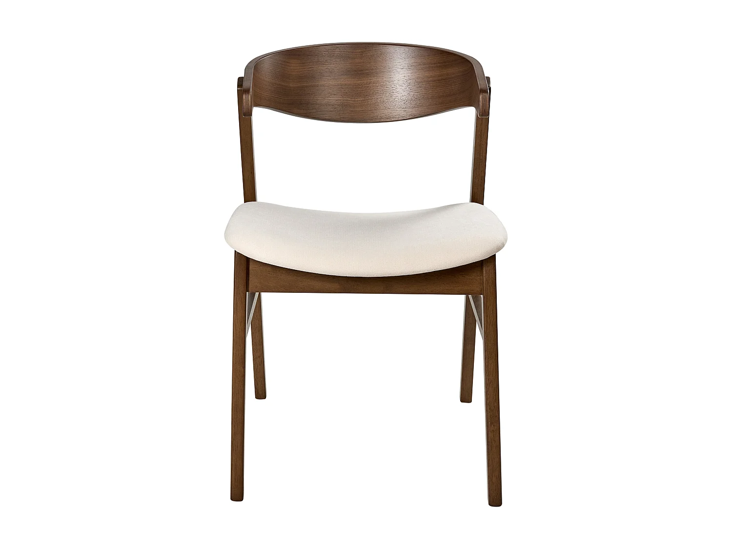 Lot de 2 chaises de salle à manger LILLY Blanc cassé/ Marron foncé