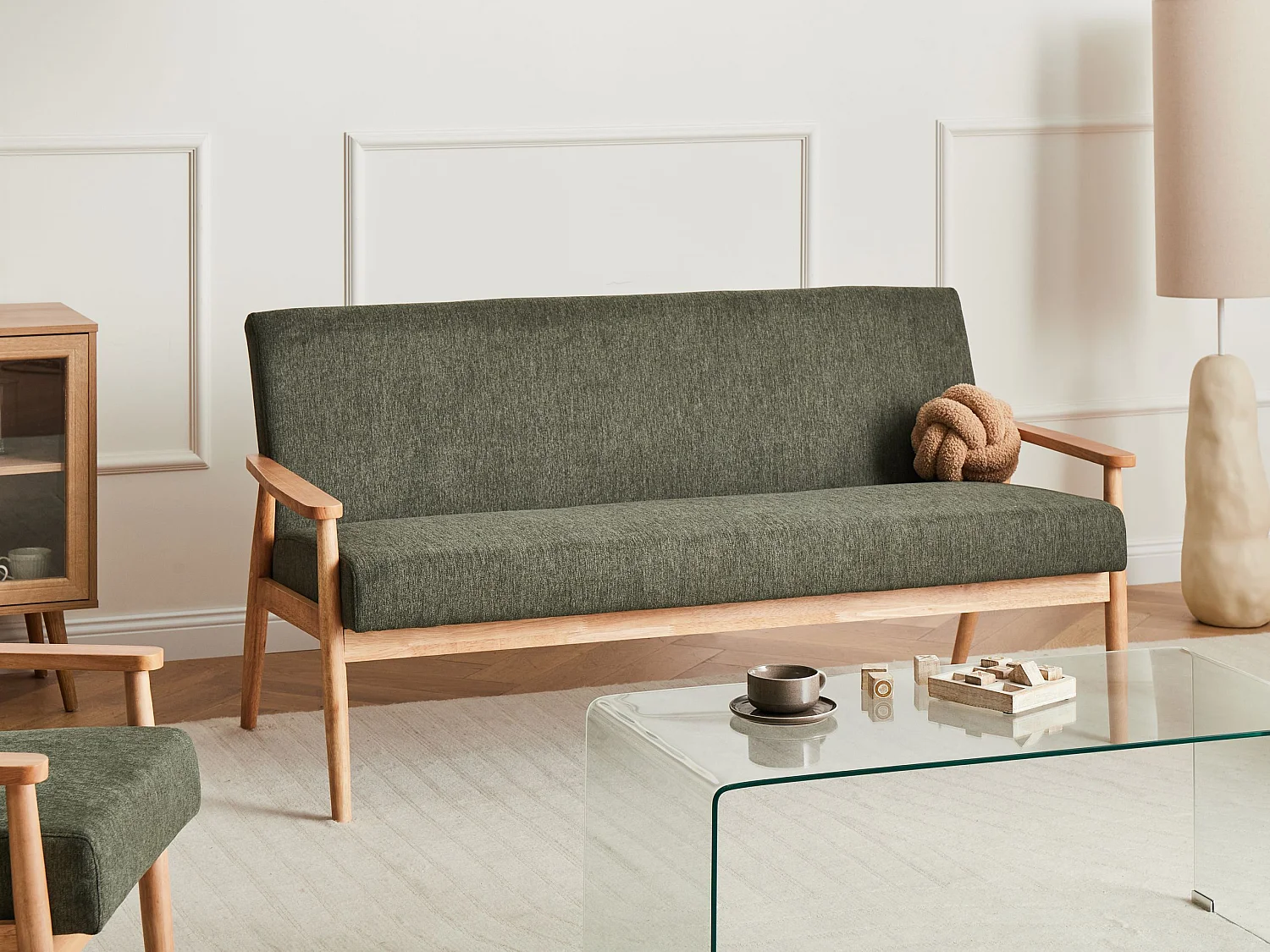 Canapé 3 places ESRUM Tissu Marron clair/vert