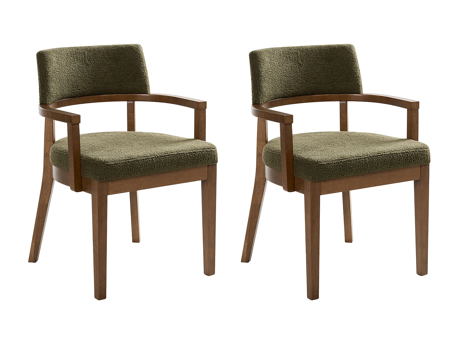 Lot de 2 chaises de salle à manger DALBO Bouclé Marron foncé/vert