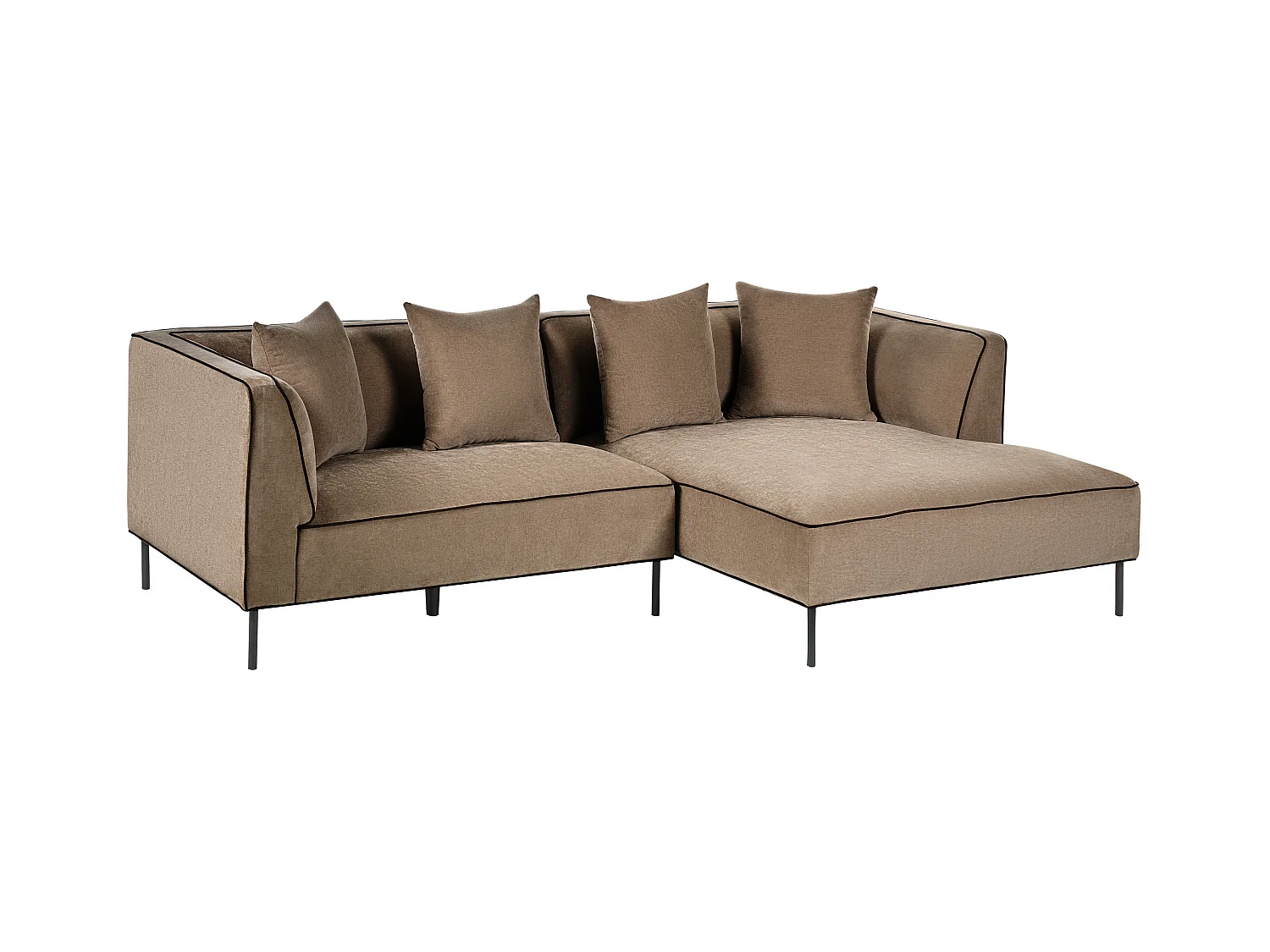 Canapé d'angle 3 places SATER Tissu chenille Marron clair Côté droite