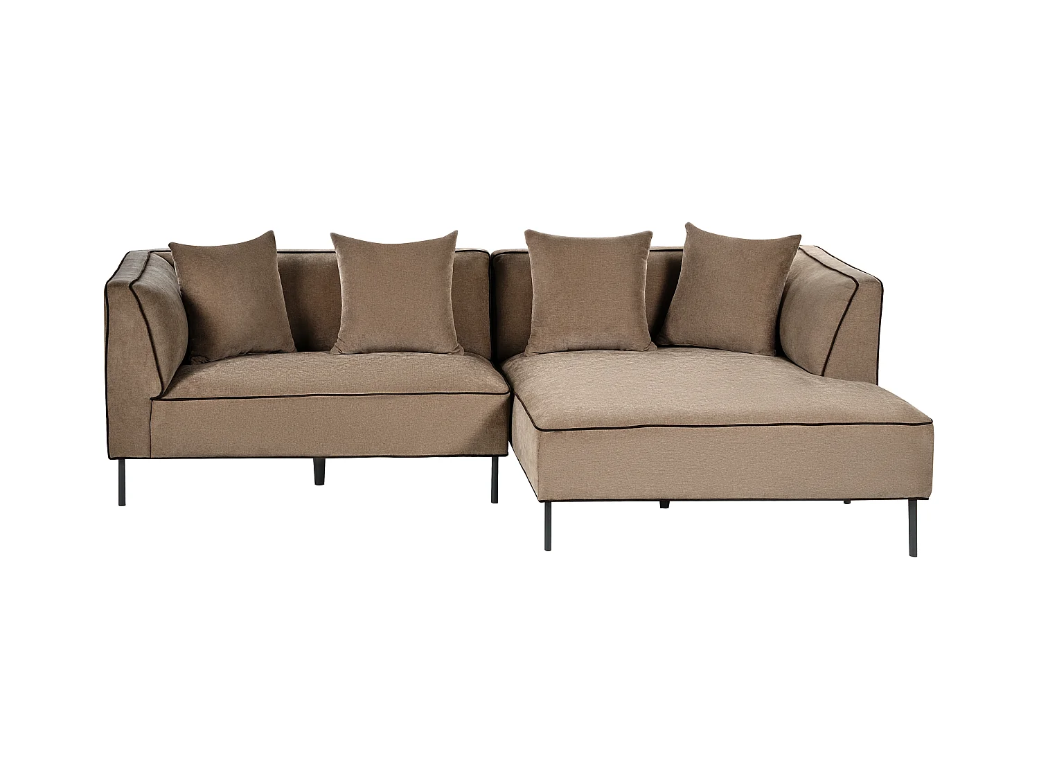 Canapé d'angle 3 places SATER Tissu chenille Marron clair Côté droite