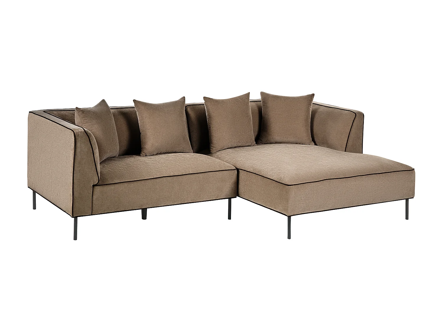 Canapé d'angle 3 places SATER Tissu chenille Marron clair Côté gauche