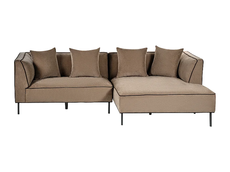 Canapé d'angle 3 places SATER Tissu chenille Marron clair Côté droite