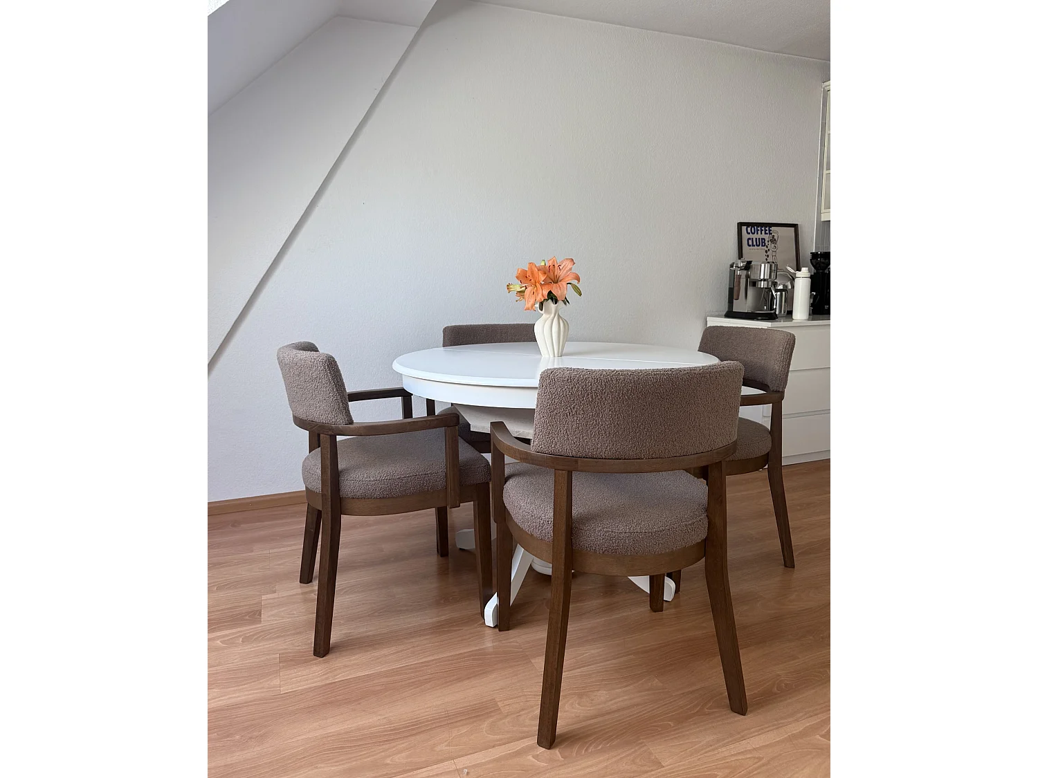 Set of 2 Dining Chairs DALBO Boucle Brown/ Taupe