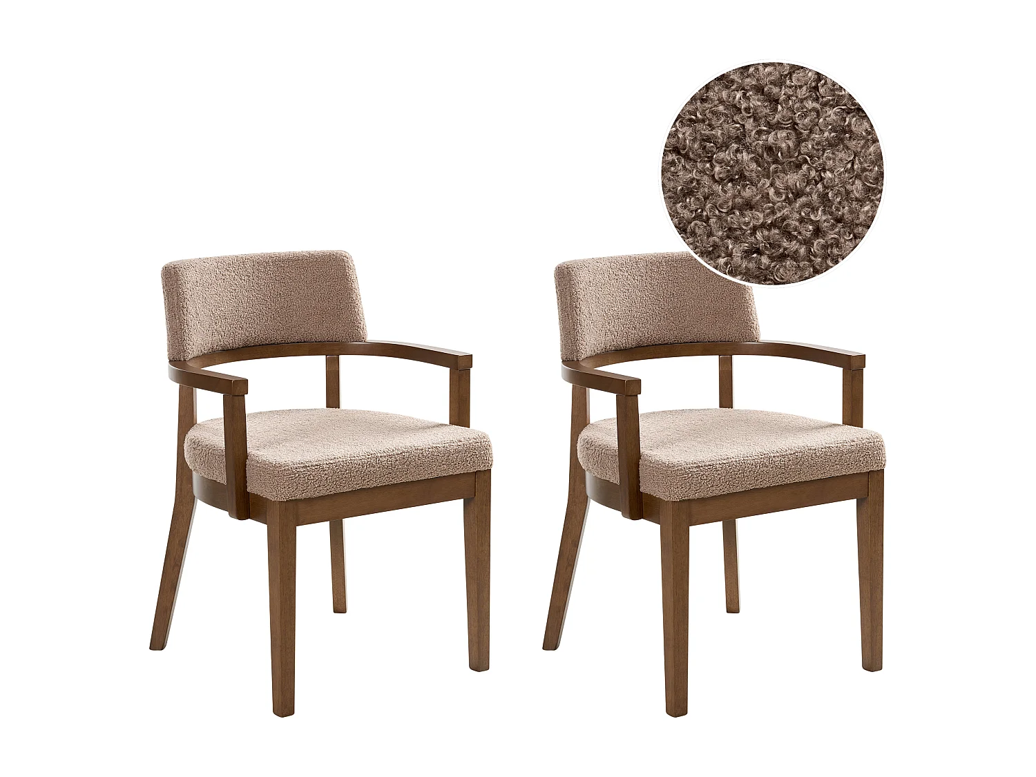 Lot de 2 chaises de salle à manger DALBO Bouclé Marron foncé/taupe