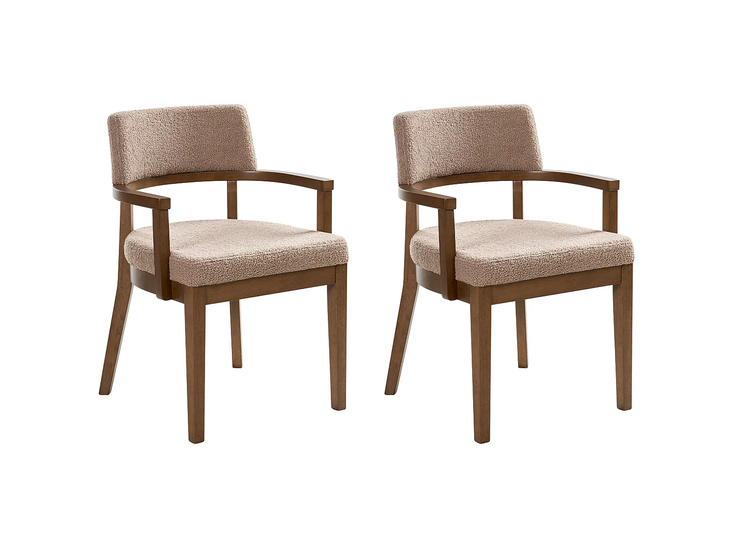 Set of 2 Dining Chairs DALBO Boucle Brown/ Taupe