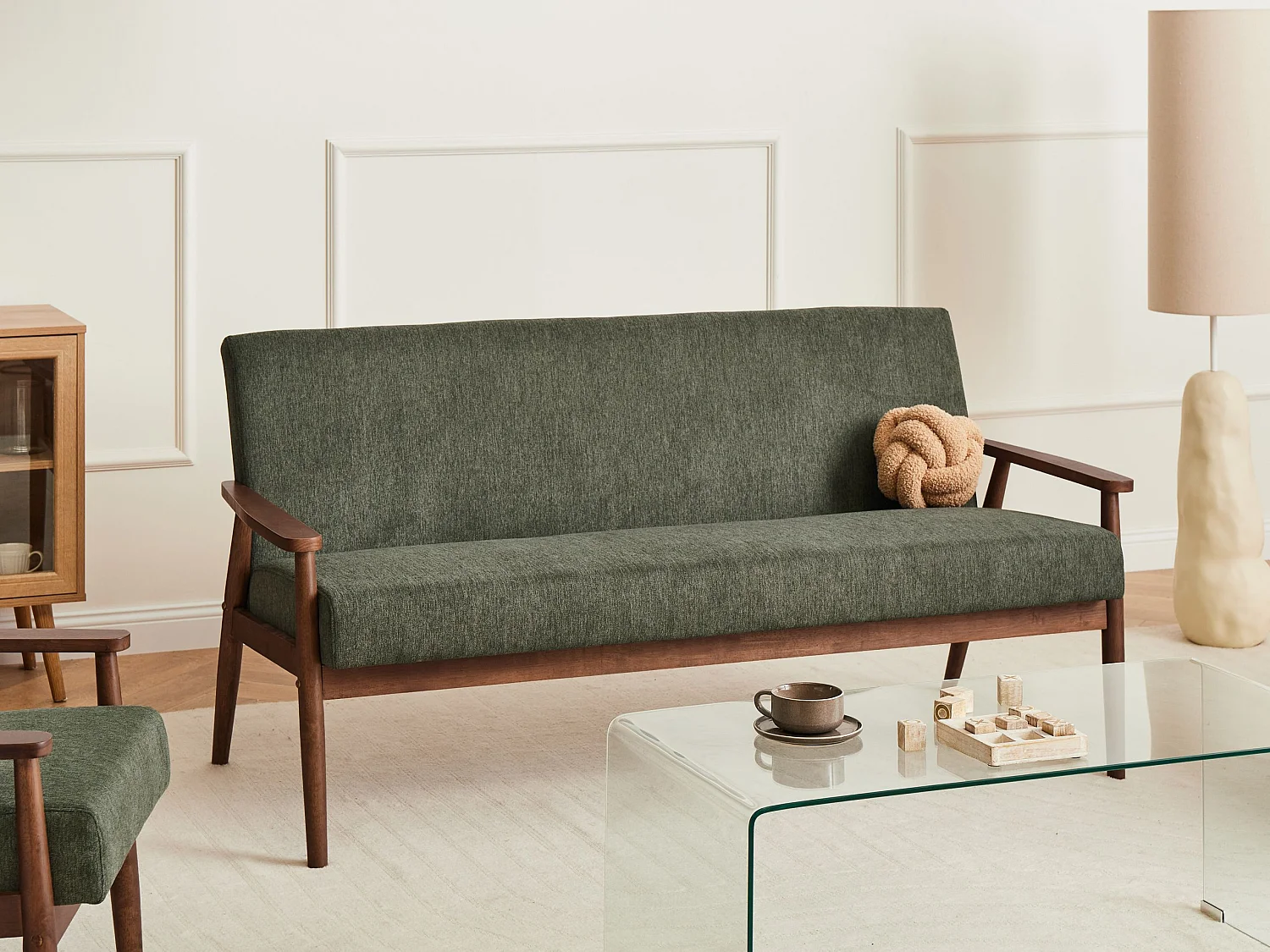 Canapé 3 places ESRUM Tissu Marron foncé/vert