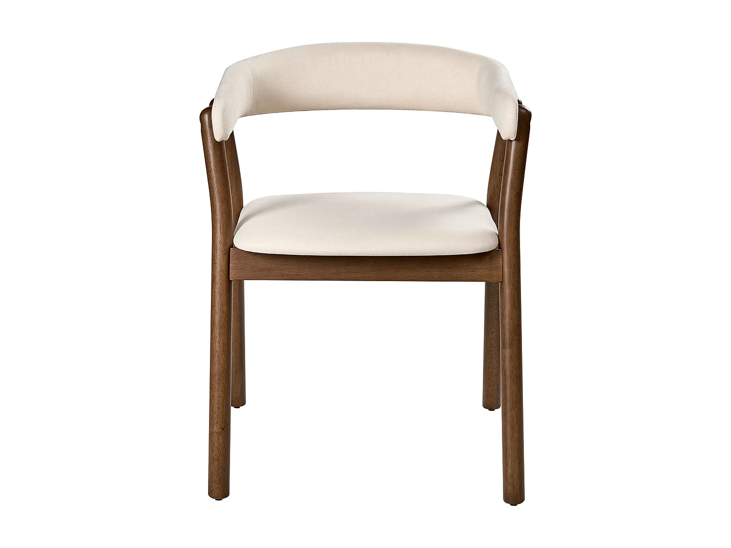 Lot de 2 chaises de salle à manger MYLO Tissu Blanc cassé/marron foncé