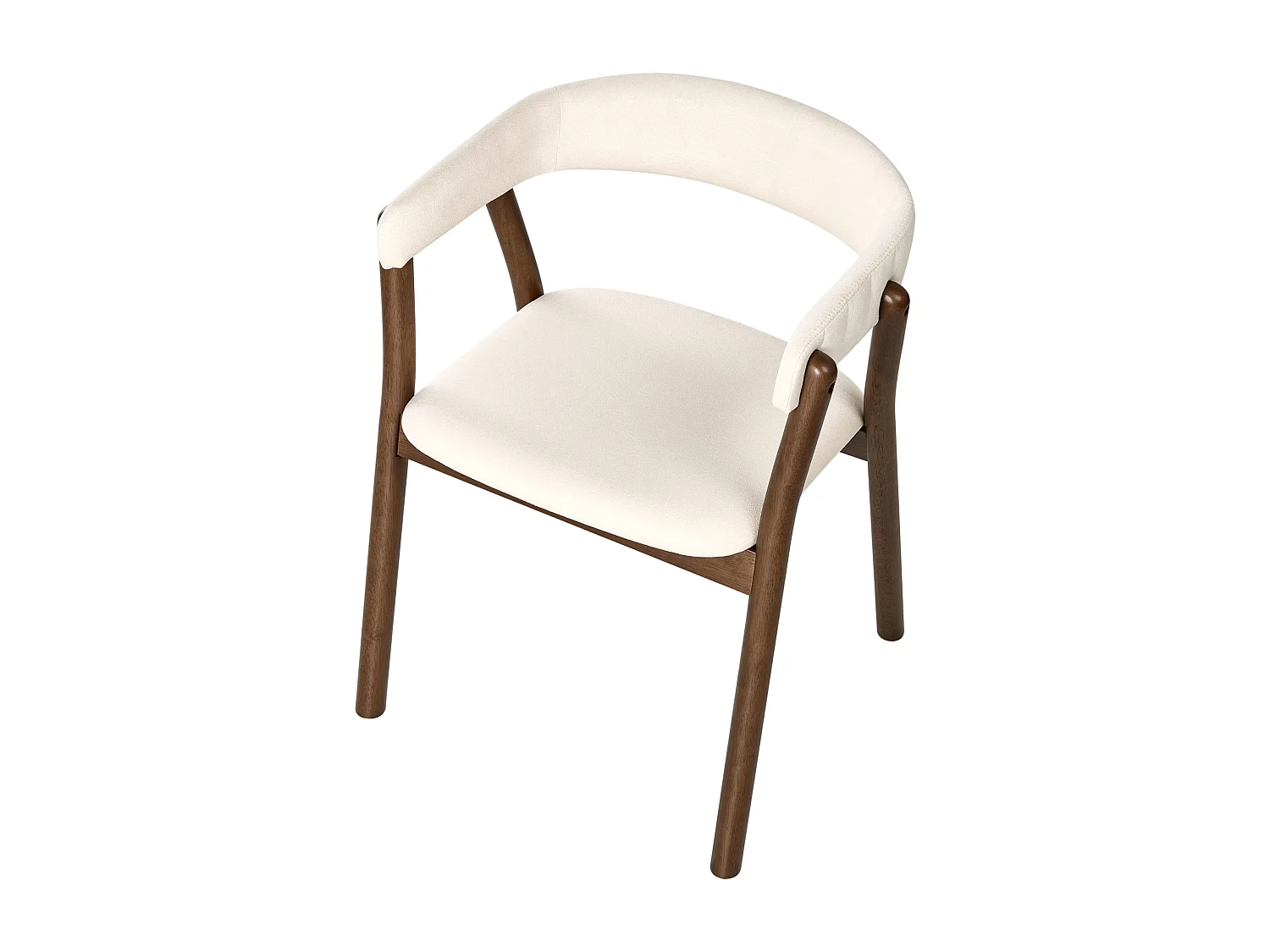 Lot de 2 chaises de salle à manger MYLO Tissu Blanc cassé/marron foncé