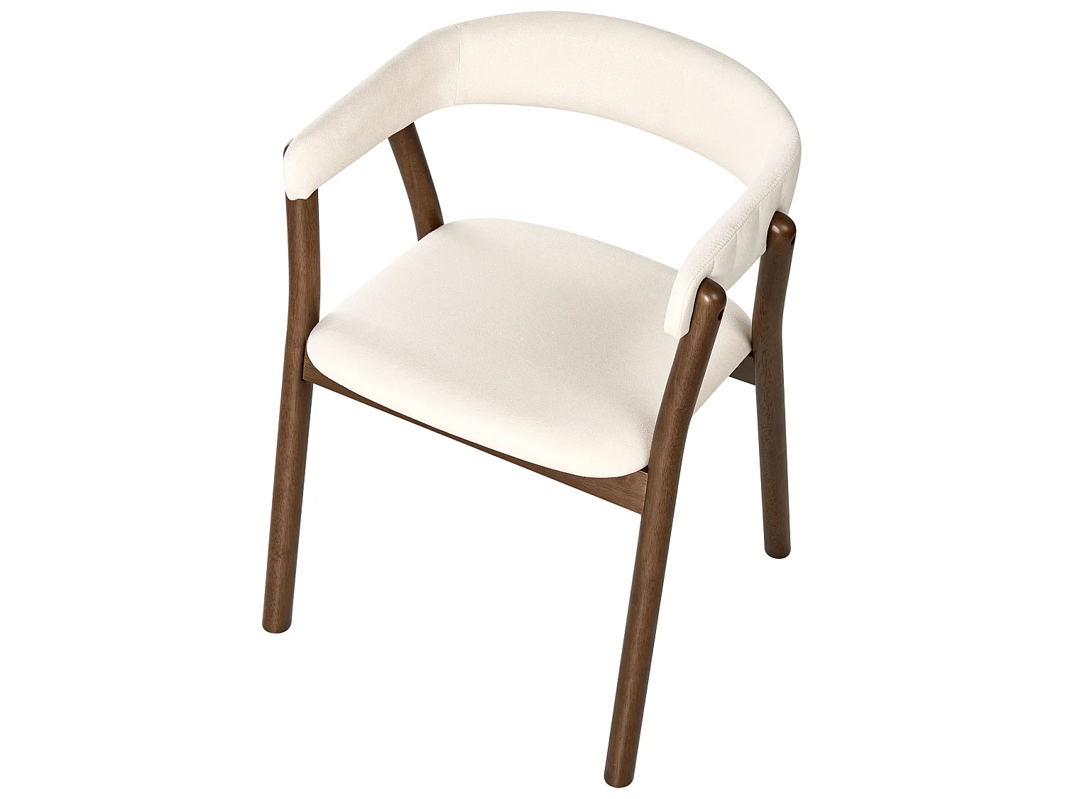 Lot de 2 chaises de salle à manger MYLO Tissu Blanc cassé/marron foncé