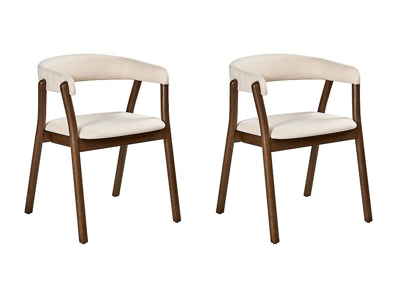 Lot de 2 chaises de salle à manger MYLO Tissu Blanc cassé/marron foncé