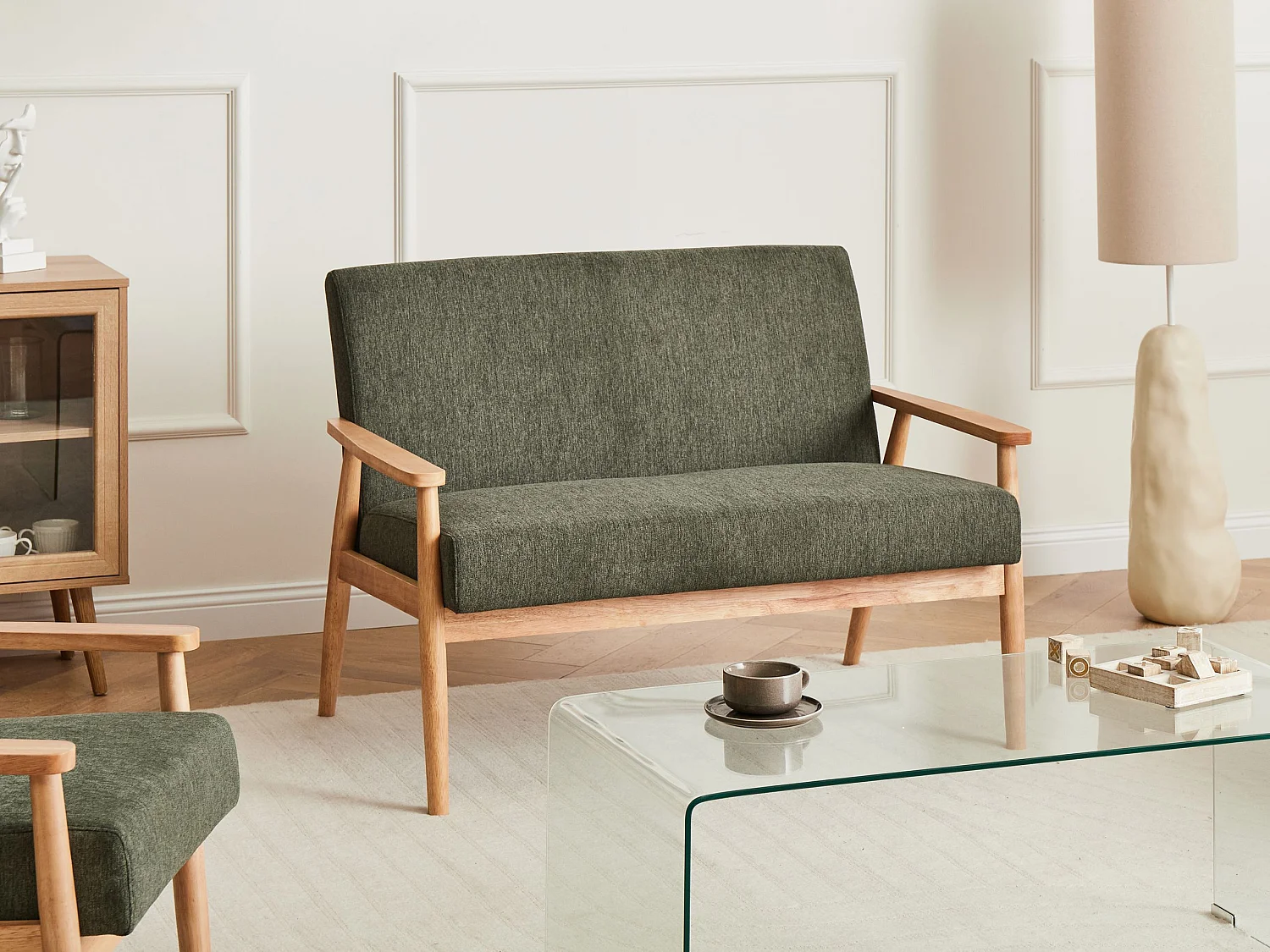 Canapé 2 places ESRUM Tissu Marron clair/vert