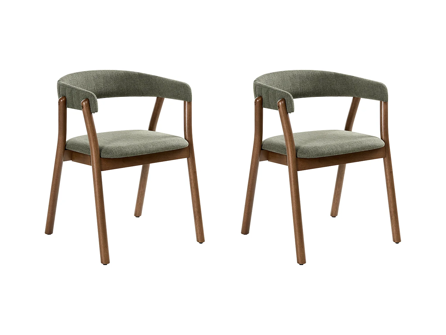 Lot de 2 chaises de salle à manger MYLO Tissu Marron foncé/ Vert