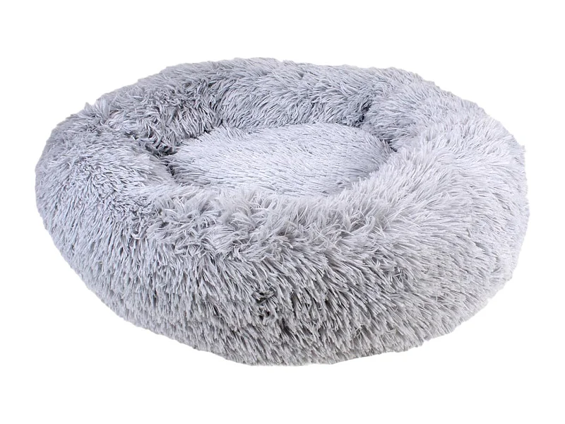 Panier Coussin Peluche "Donut" Gris Ø60cm pour Animaux - DONNA
