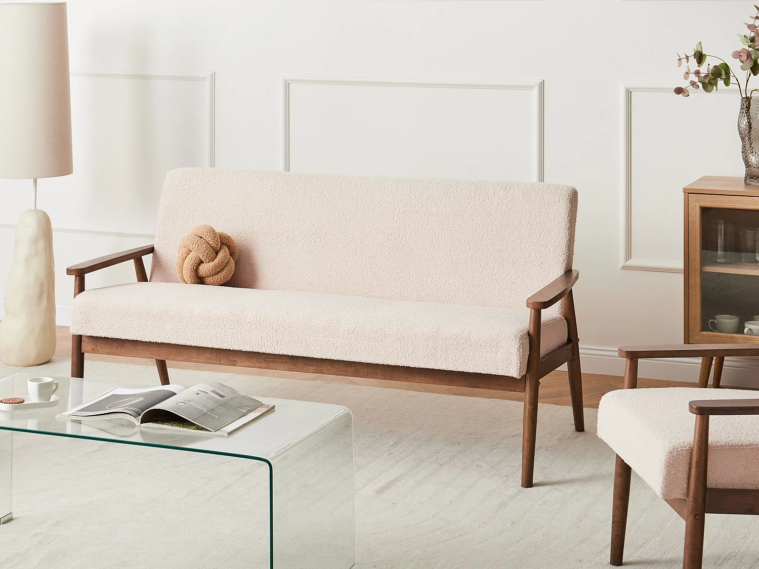 Canapé 3 places ESRUM Bouclé Marron foncé/beige