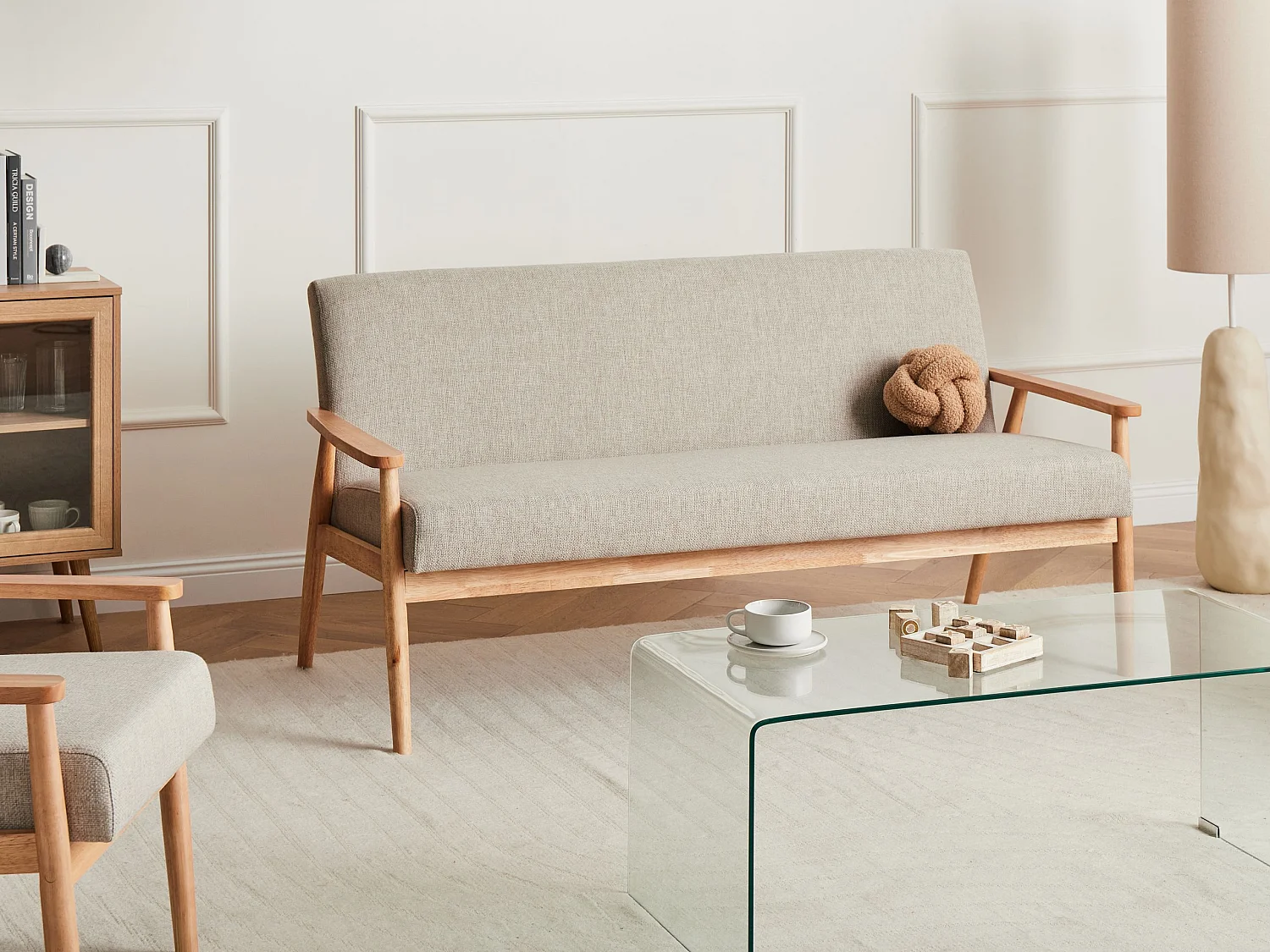 Canapé 3 places ESRUM Tissu Marron clair/gris