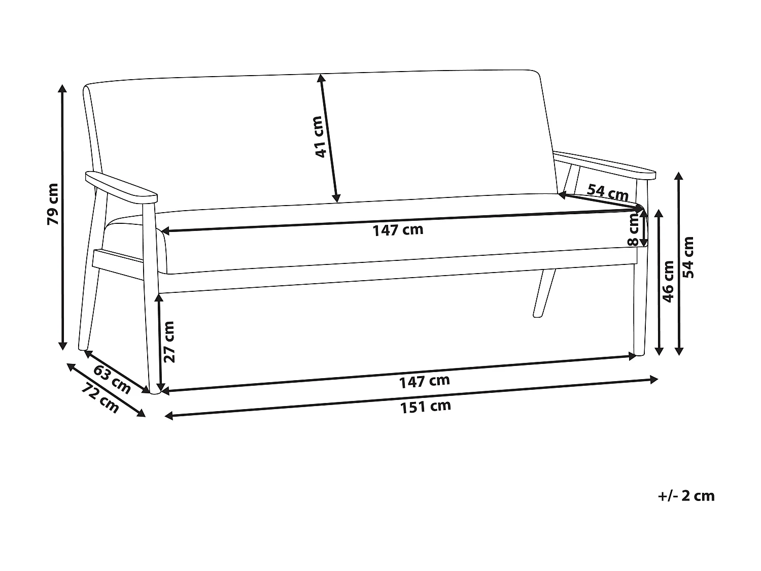 Canapé 3 places ESRUM Tissu Marron clair/gris