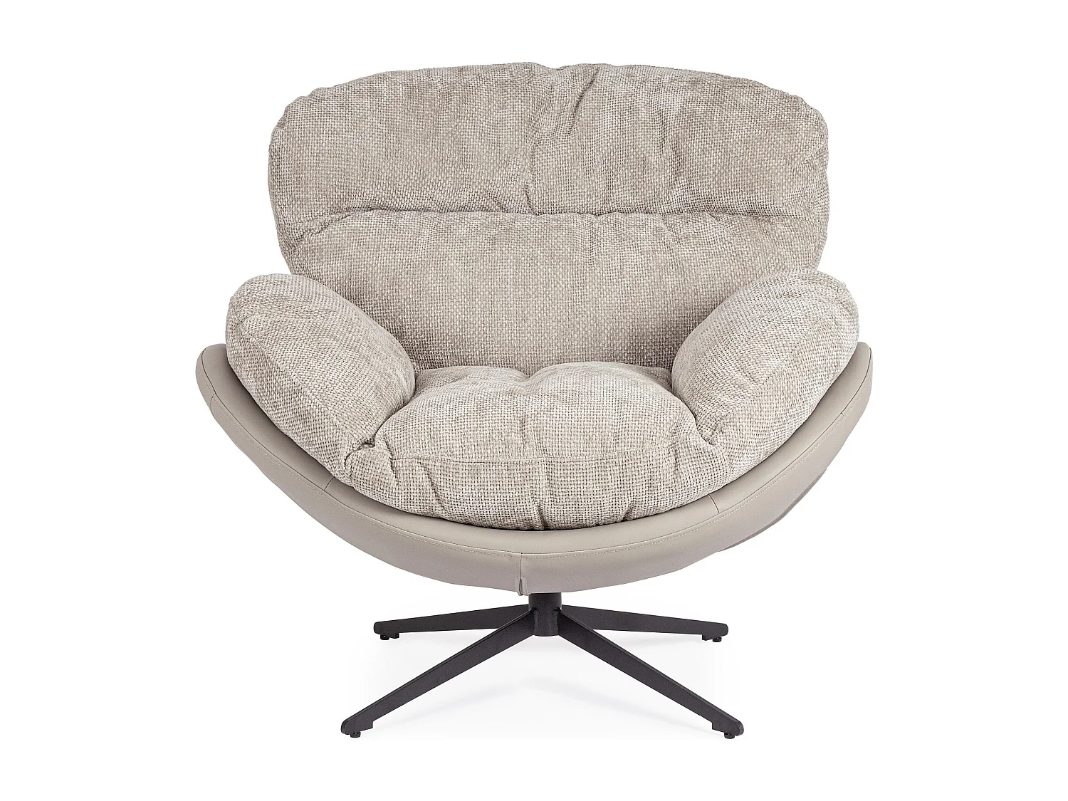 Fauteuil relax pivotant tissu/simili gris/taupe - NINO