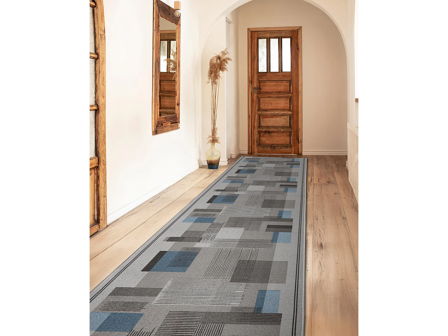 TAPIS DE COULOIR antidérapant LISTRA Géométrique, antidérapant gri 80x1300 cm