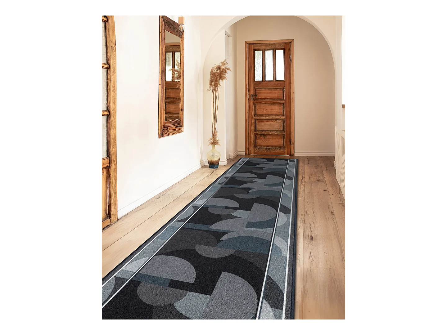 TAPIS DE COULOIR antidérapant MALIS Géométrique, antidérapant gris 100x690 cm