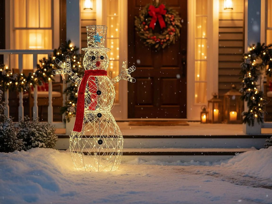 Décoration extérieure LED VASMAN Bonhomme de neige 93 cm Blanc