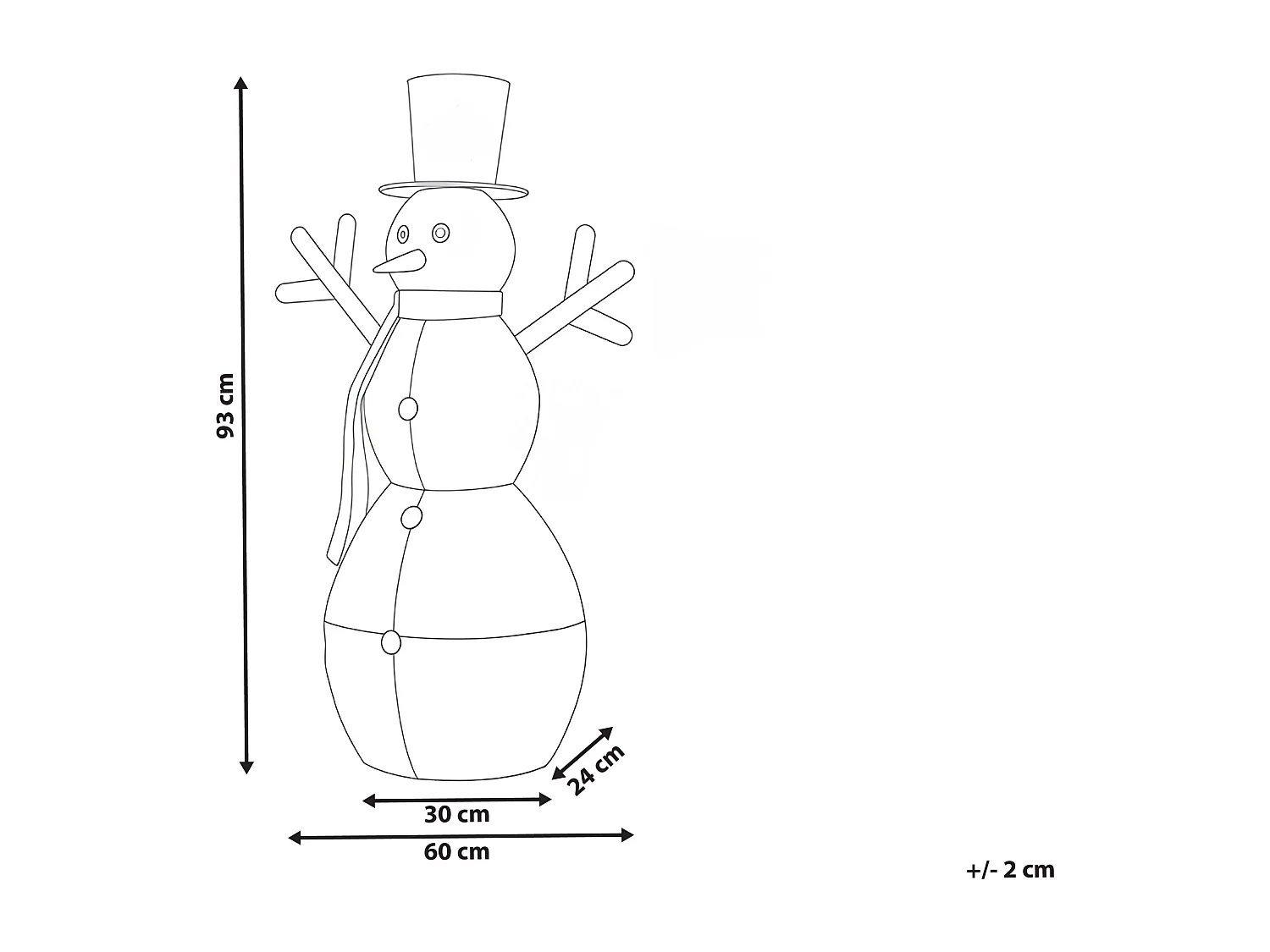 Décoration extérieure LED VASMAN Bonhomme de neige 93 cm Blanc