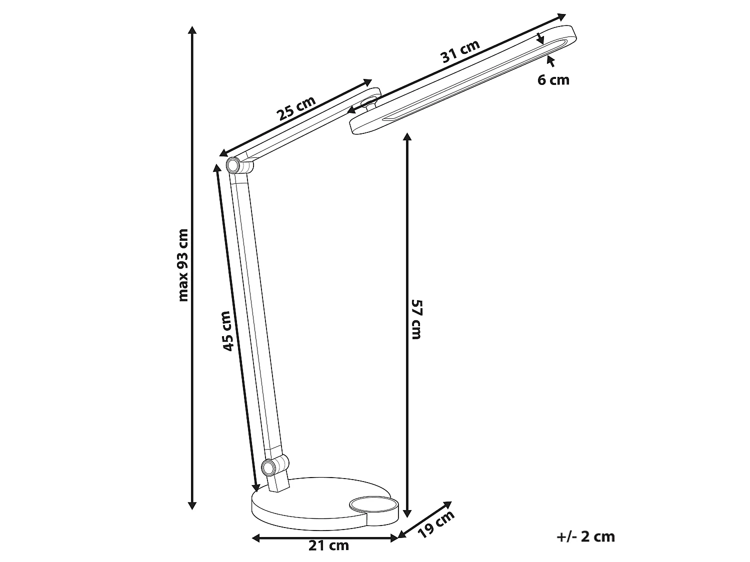 Lampe de bureau LED CAROY Avec chargeur sans fil Blanc