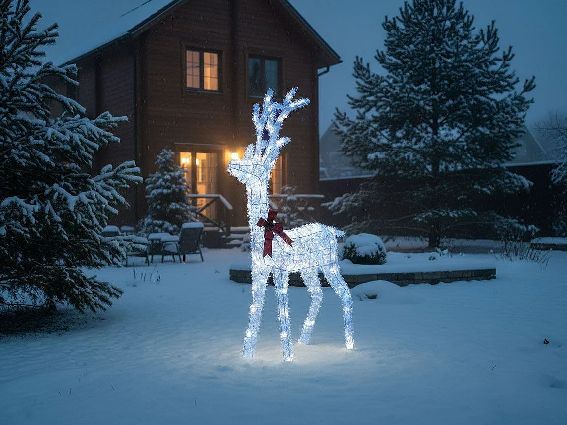 Décoration extérieure LED MALAREN Renne 140 cm Blanc