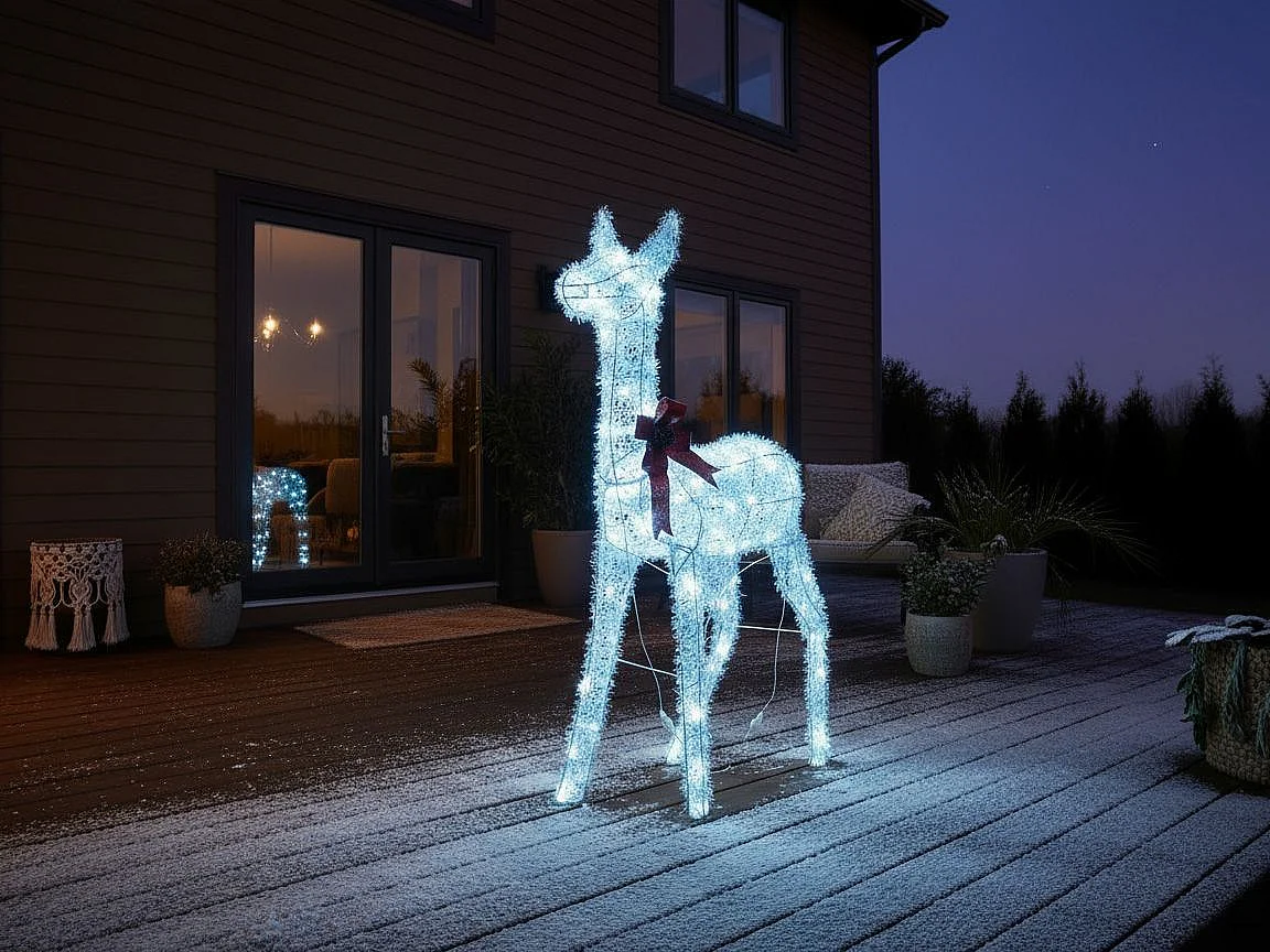 Décoration extérieure LED AURENNE 110 cm Cerf Blanc