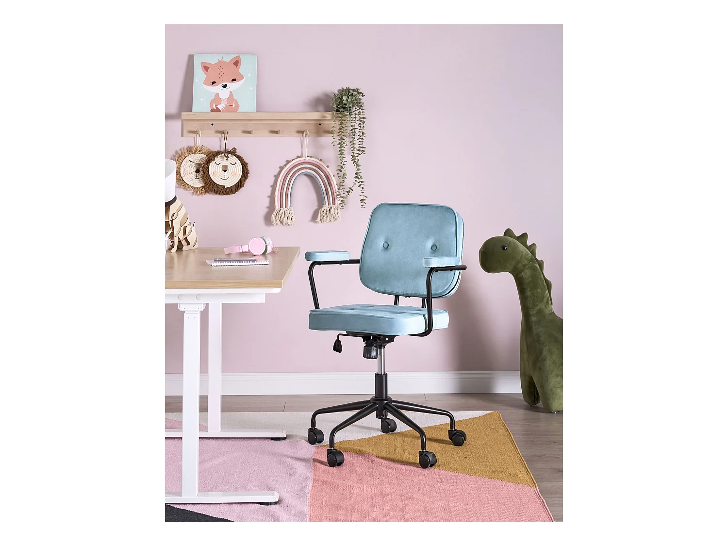 Chaise de bureau PAWNEE Velours Bleu clair