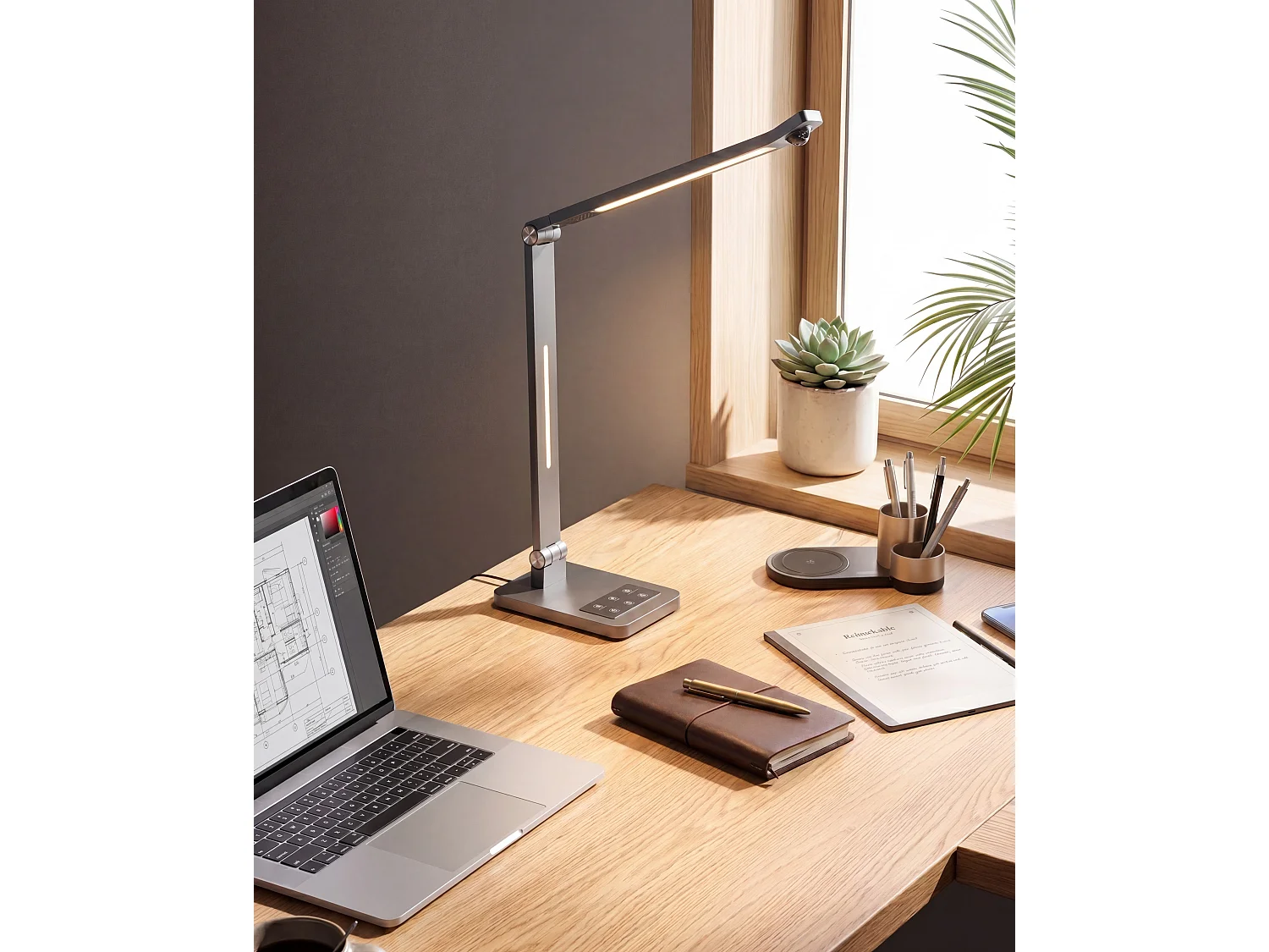 LED Desk Lamp LEPUS with Motion Sensor Dark Grey