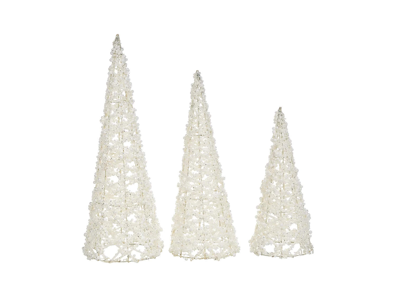 Lot de 3 figurines ROSAN Arbre de Noël 40/50/60 cm Blanc