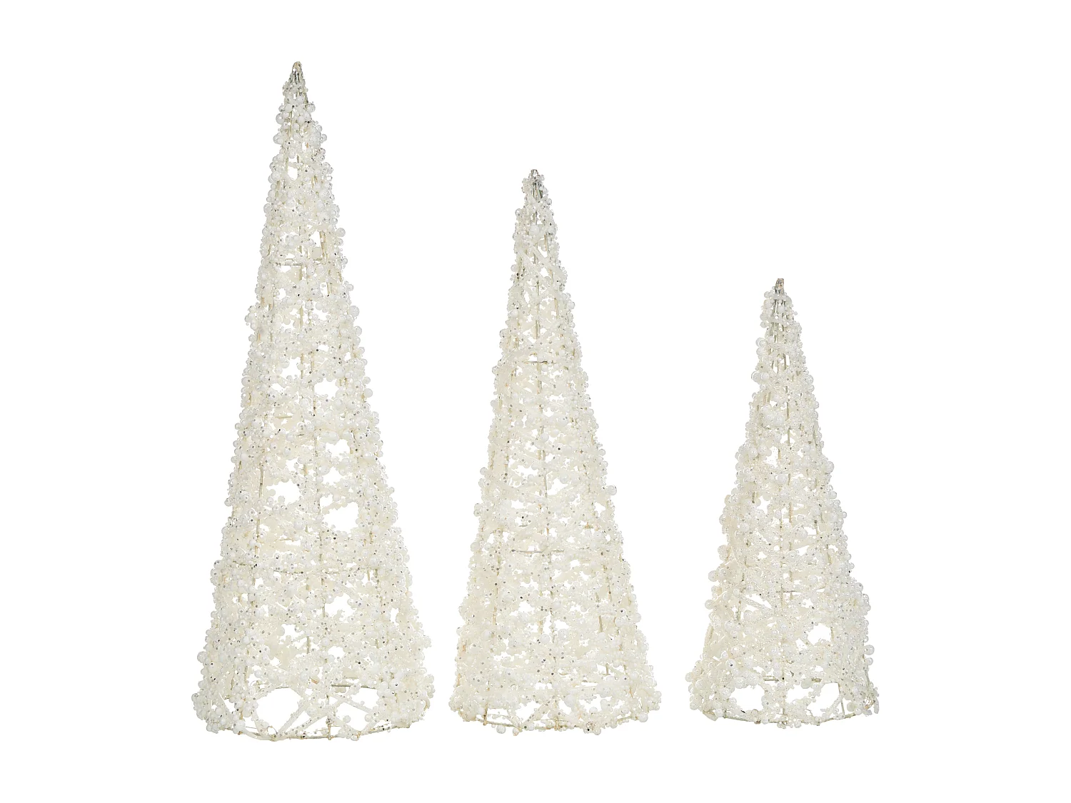 Lot de 3 figurines ROSAN Arbre de Noël 40/50/60 cm Blanc
