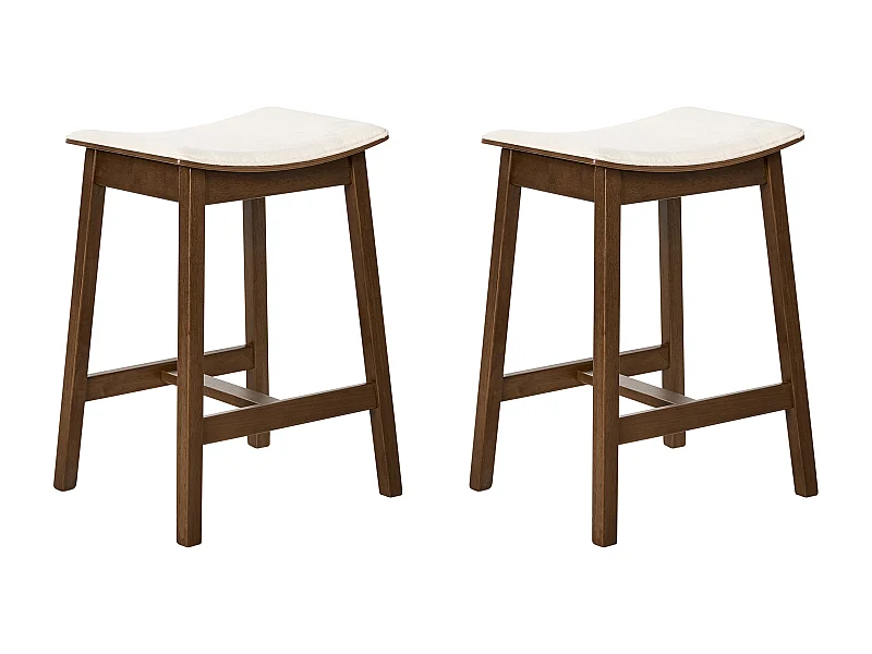 Lot de 2 tabourets de bar DIXON Bois Blanc cassé/ Marron foncé