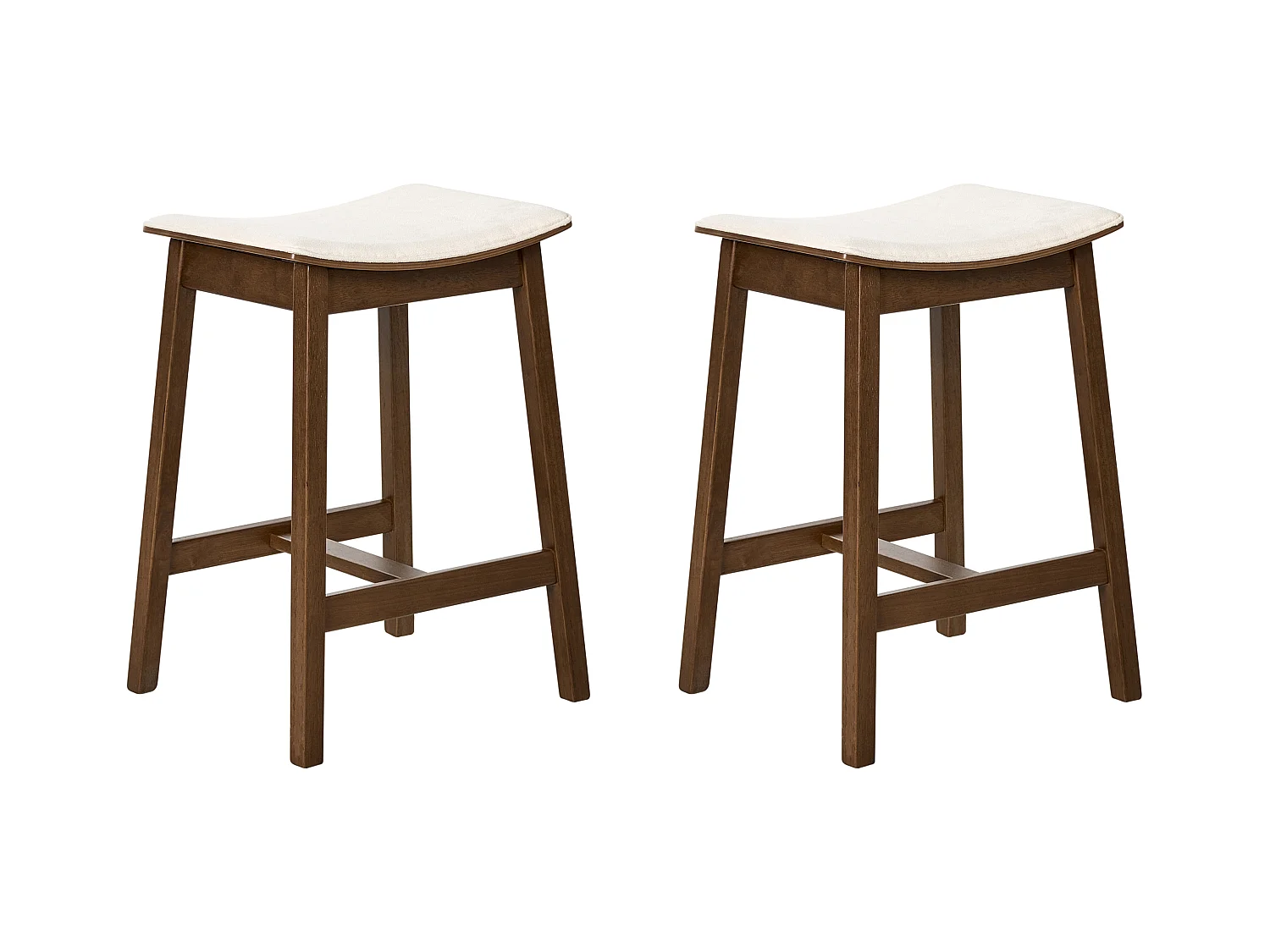 Lot de 2 tabourets de bar DIXON Bois Blanc cassé/ Marron foncé