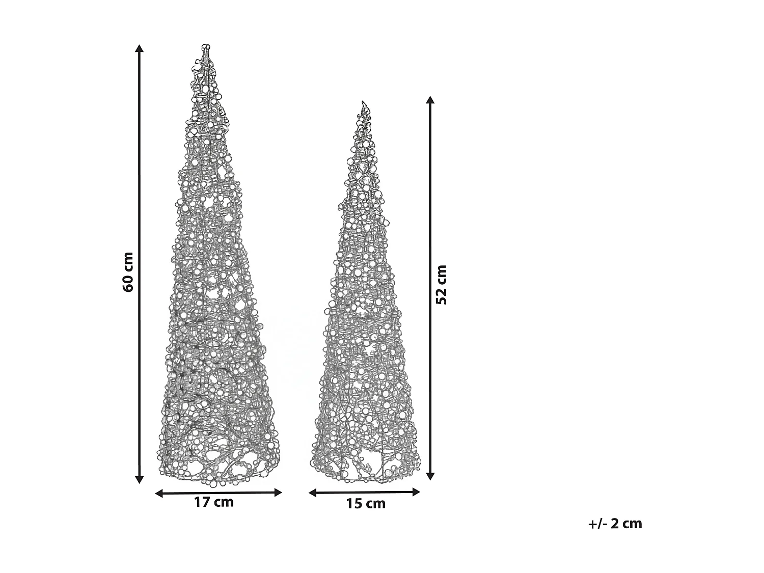 Lot de 2 figurines ROSAN Arbre de Noël 52/60 cm Rouge